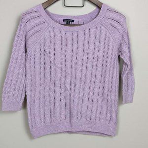 American Eagle Outfitters Woman's Sweater 3/4 Sleeve Cable Knit Lavender Purple,